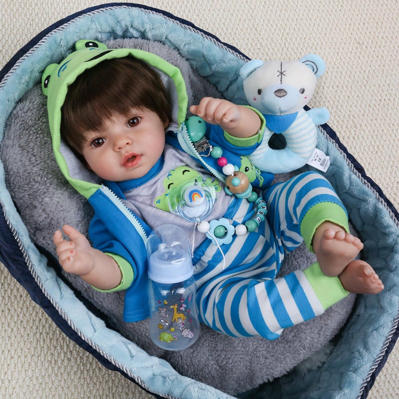 CHAREX Lifelike Reborn Baby Dolls Boy - 18 Inch Baby Toddler Soft Body Realistic Newborn Baby Doll Real Life Baby Dolls Toy Gift with Accessories for Kids Age 3+ - Image 1